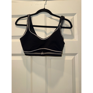 Alo Yoga Black Sports Bra With White Trim